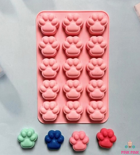 KHUÔN SILICON CHÂN MÈO (15 Ô CHỮ NHẬT LỚN)