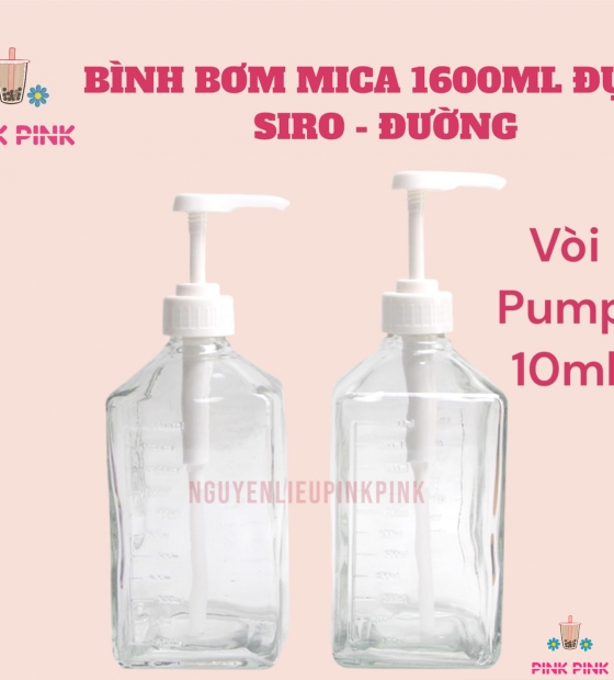BÌNH ĐỰNG BƠM SIRO - ĐƯỜNG  NHỰA MICA 1600ML 